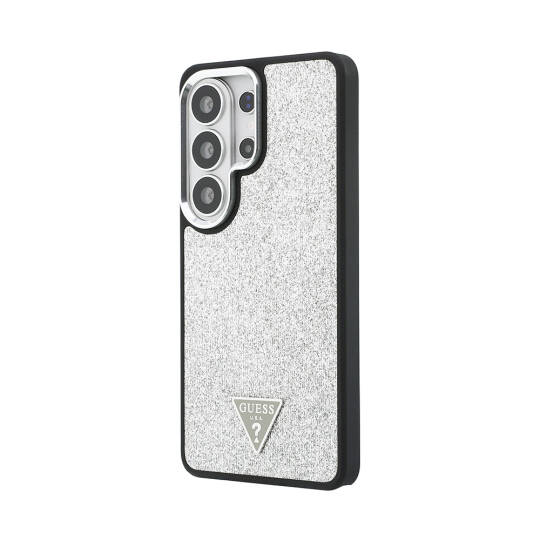 Galaxy S26 Ultra Kılıf Guess Orjinal Lisanslı M-safe Şarj Özellikli Metal Kamera Çerçeveli Üçgen Logolu Glitter Kapak - 10