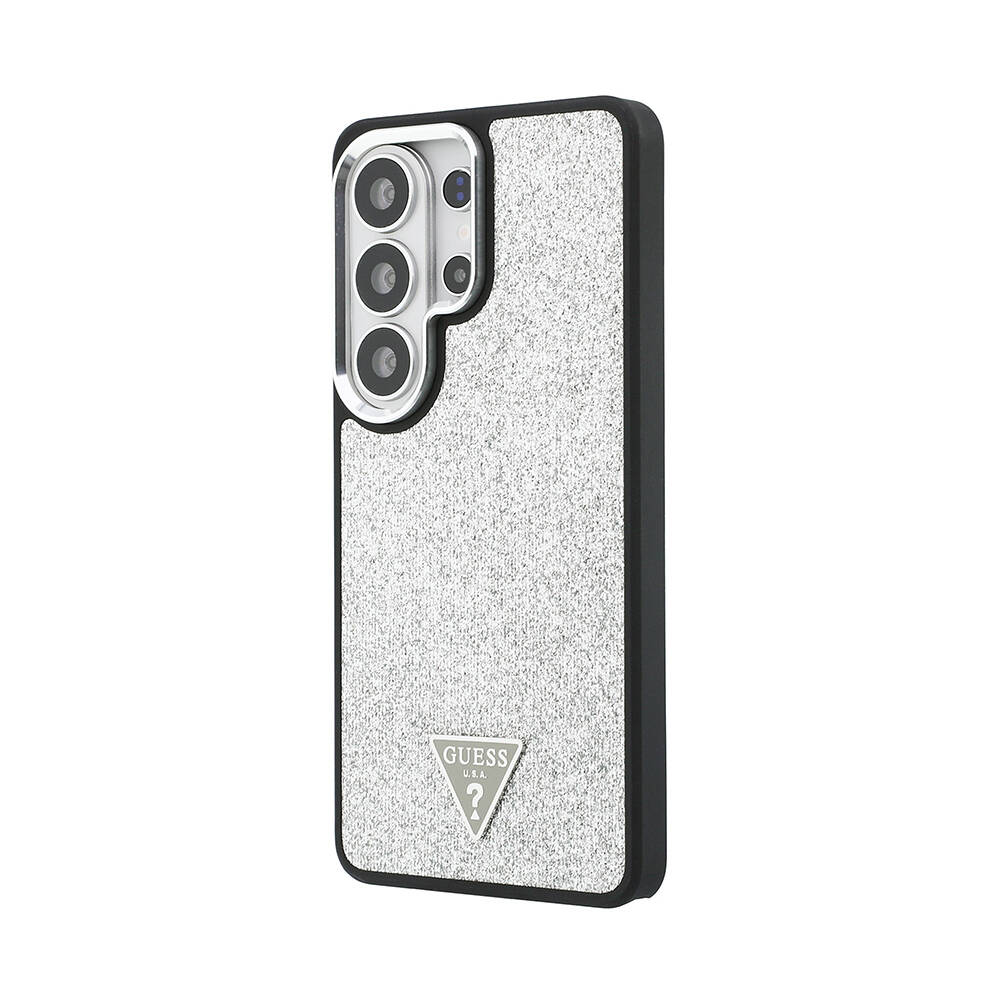 Galaxy S26 Ultra Kılıf Guess Orjinal Lisanslı M-safe Şarj Özellikli Metal Kamera Çerçeveli Üçgen Logolu Glitter Kapak - 10