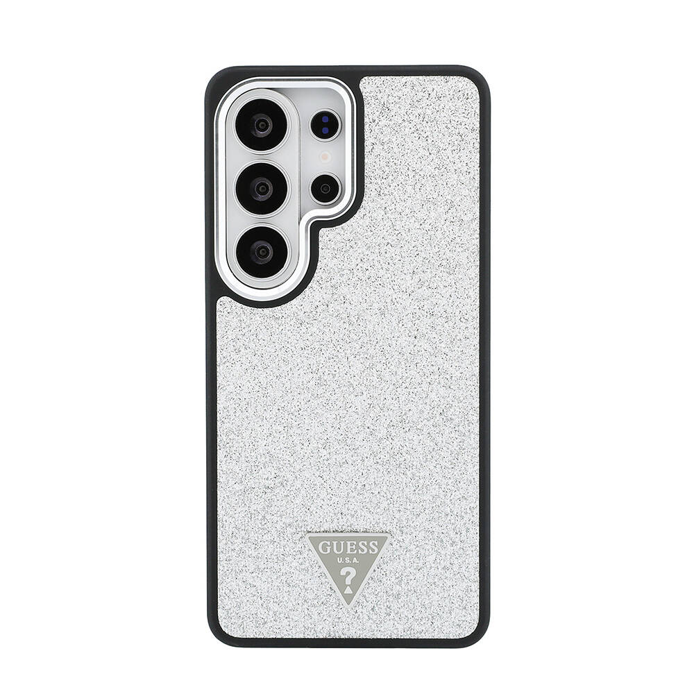 Galaxy S26 Ultra Kılıf Guess Orjinal Lisanslı M-safe Şarj Özellikli Metal Kamera Çerçeveli Üçgen Logolu Glitter Kapak - 11