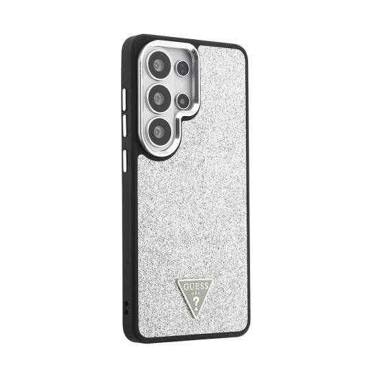 Galaxy S26 Ultra Kılıf Guess Orjinal Lisanslı M-safe Şarj Özellikli Metal Kamera Çerçeveli Üçgen Logolu Glitter Kapak - 12
