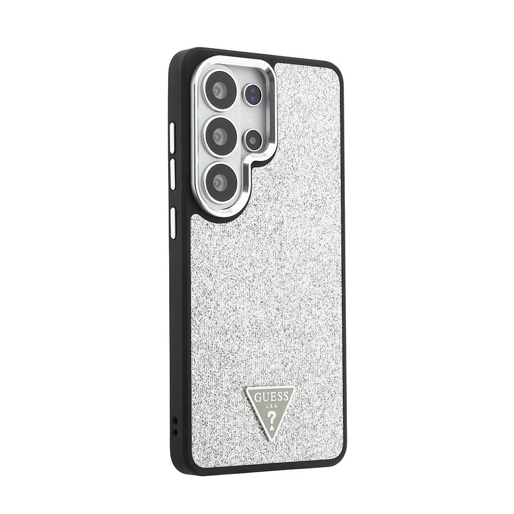 Galaxy S26 Ultra Kılıf Guess Orjinal Lisanslı M-safe Şarj Özellikli Metal Kamera Çerçeveli Üçgen Logolu Glitter Kapak - 12