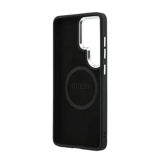 Galaxy S26 Ultra Kılıf Guess Orjinal Lisanslı M-safe Şarj Özellikli Metal Kamera Çerçeveli Üçgen Logolu Glitter Kapak - 15