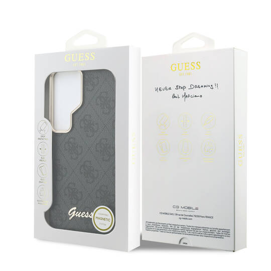 Galaxy S26 Ultra Kılıf Guess Orjinal Lisanslı M-safe Şarj Özellikli Script Yazı Logolu 4G Desenli Kapak - 16