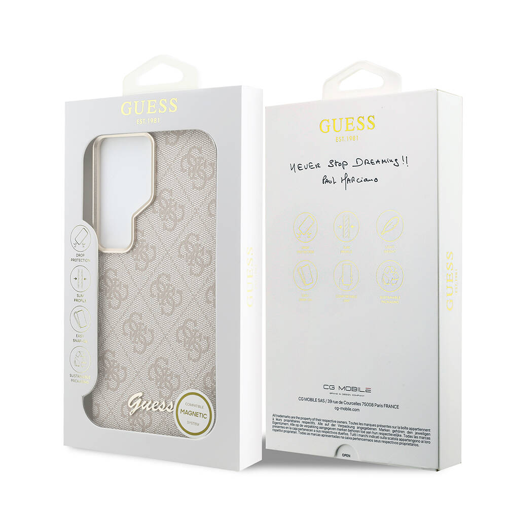Galaxy S26 Ultra Kılıf Guess Orjinal Lisanslı M-safe Şarj Özellikli Script Yazı Logolu 4G Desenli Kapak - 8