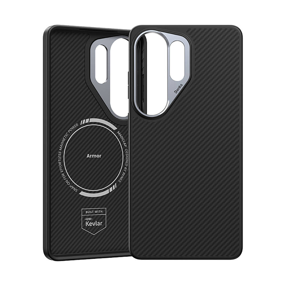 Galaxy S26 Ultra Kılıf Karbon Fiber M-safe Şarj Özellikli Benks Hybrid ArmorPro 600D Kevlar Kapak - 4