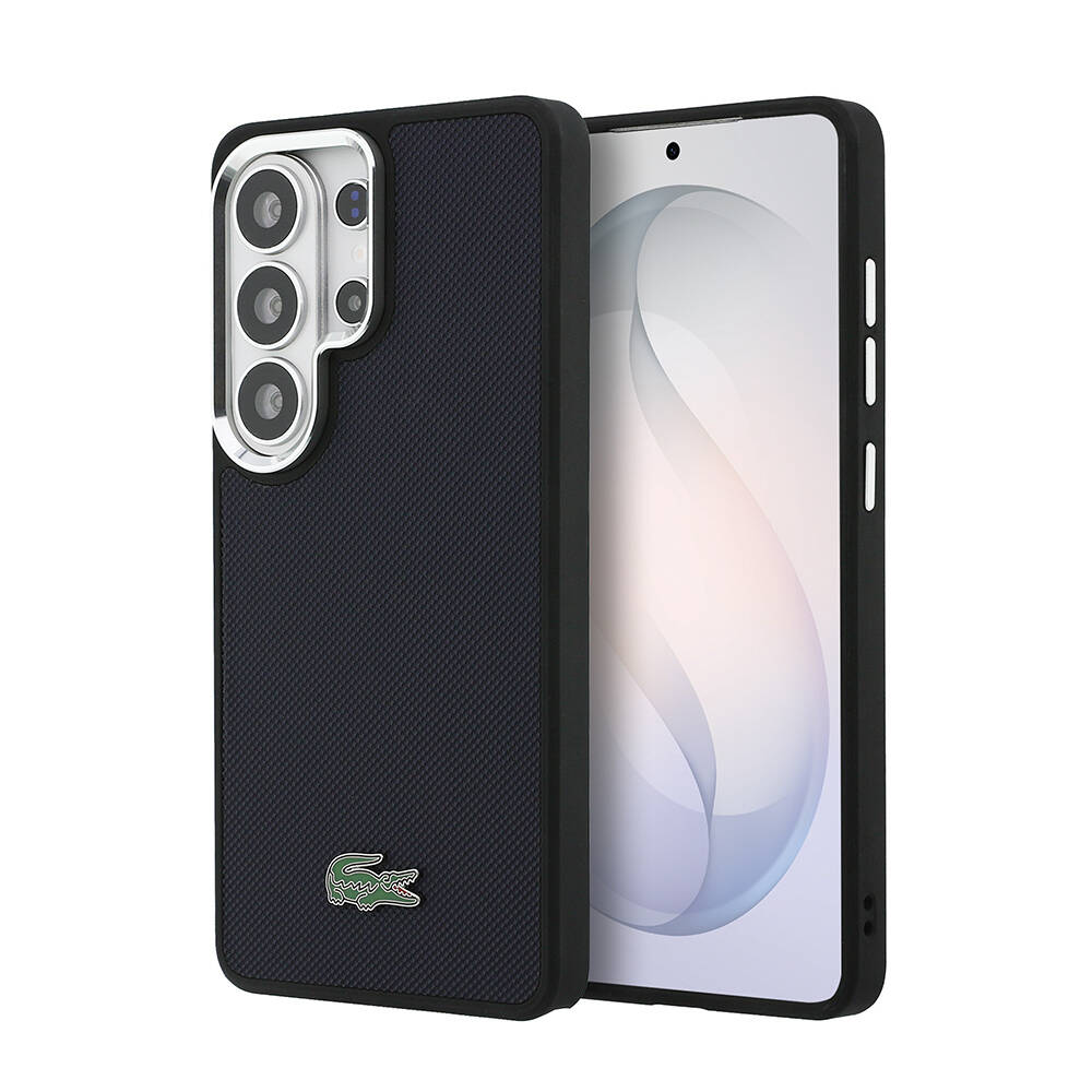 Galaxy S26 Ultra Kılıf Lacoste Orjinal Lisanslı PU Pike Desenli Arka Yüzey İkonik Timsah Metal Logolu Kapak - 9
