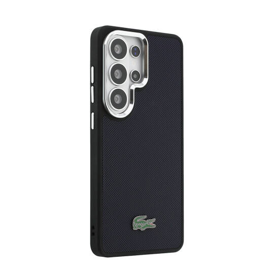 Galaxy S26 Ultra Kılıf Lacoste Orjinal Lisanslı PU Pike Desenli Arka Yüzey İkonik Timsah Metal Logolu Kapak - 12
