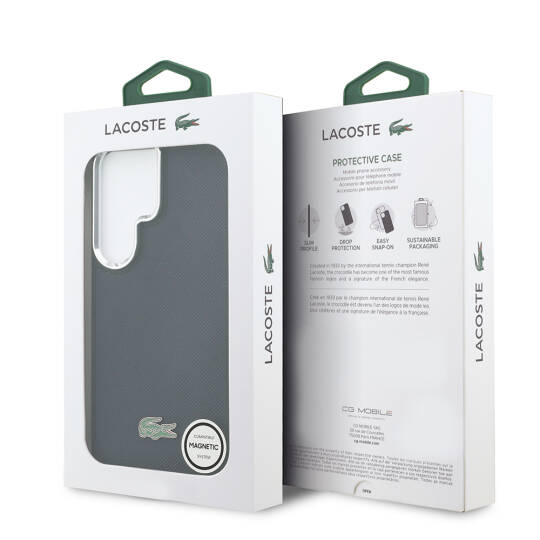 Galaxy S26 Ultra Kılıf Lacoste Orjinal Lisanslı PU Pike Desenli Arka Yüzey İkonik Timsah Metal Logolu Kapak - 16