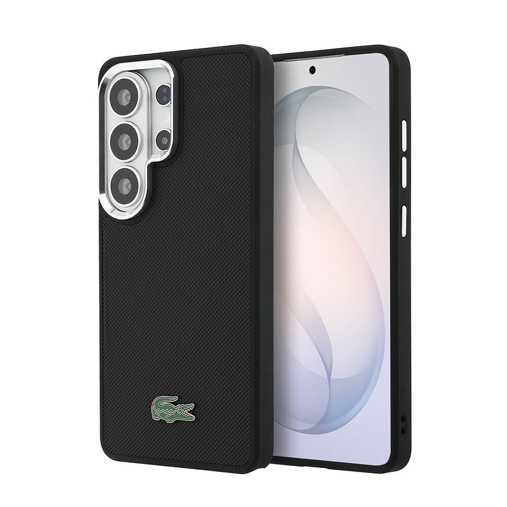 Galaxy S26 Ultra Kılıf Lacoste Orjinal Lisanslı PU Pike Desenli Arka Yüzey İkonik Timsah Metal Logolu Kapak - 1