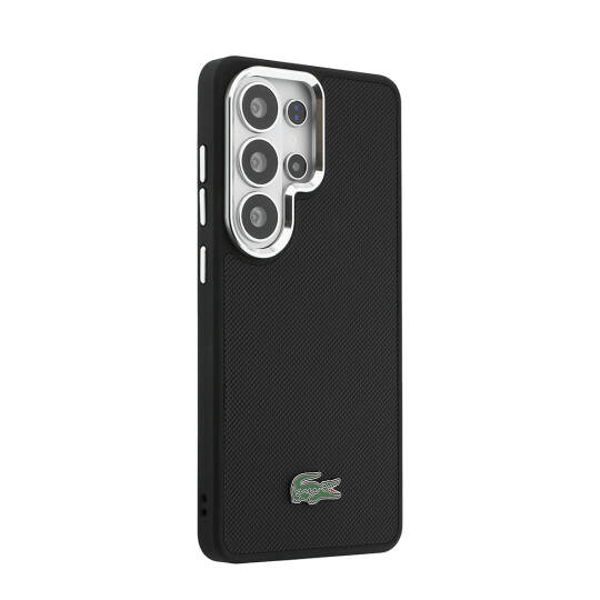 Galaxy S26 Ultra Kılıf Lacoste Orjinal Lisanslı PU Pike Desenli Arka Yüzey İkonik Timsah Metal Logolu Kapak - 4