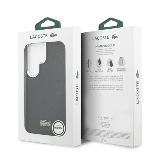 Galaxy S26 Ultra Kılıf Lacoste Orjinal Lisanslı PU Pike Desenli Arka Yüzey İkonik Timsah Metal Logolu Kapak - 8