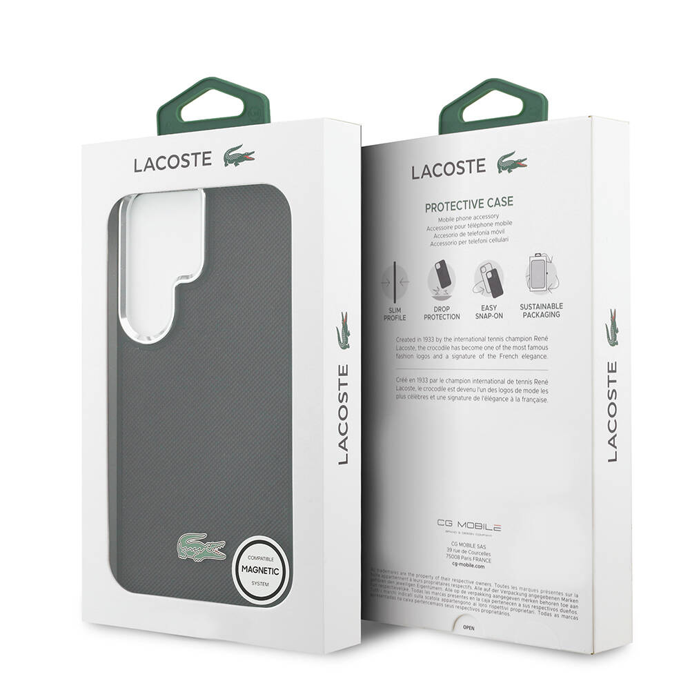 Galaxy S26 Ultra Kılıf Lacoste Orjinal Lisanslı PU Pike Desenli Arka Yüzey İkonik Timsah Metal Logolu Kapak - 8