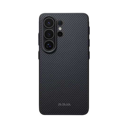 Galaxy S26 Ultra Kılıf M-safe Şarj Özellikli 600D Aramid Karbon Fiber Pitaka Cairn Serisi Black-Grey Twill Kapak