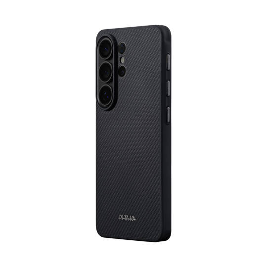 Galaxy S26 Ultra Kılıf M-safe Şarj Özellikli 600D Aramid Karbon Fiber Pitaka Cairn Serisi Black-Grey Twill Kapak - 3