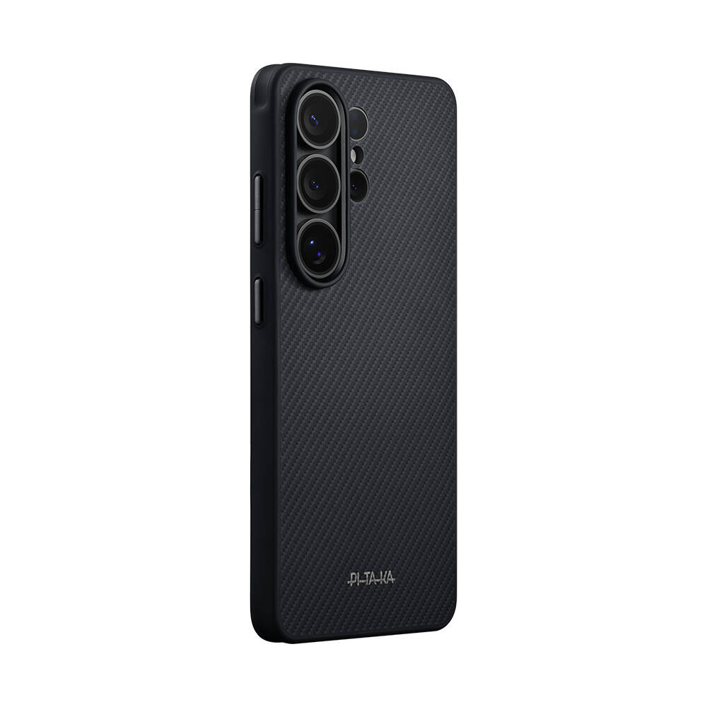 Galaxy S26 Ultra Kılıf M-safe Şarj Özellikli 600D Aramid Karbon Fiber Pitaka Cairn Serisi Black-Grey Twill Kapak - 4