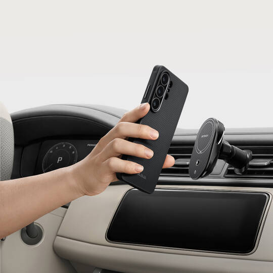 Galaxy S26 Ultra Kılıf M-safe Şarj Özellikli 600D Aramid Karbon Fiber Pitaka Cairn Serisi Black-Grey Twill Kapak - 12