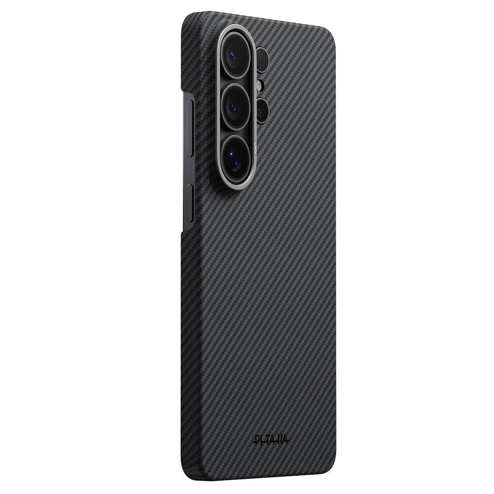 Galaxy S26 Ultra Kılıf M-safe Şarj Özellikli 600D Aramid Karbon Fiber Pitaka Ultra-Slim Classic Serisi Black-Grey Twill Kapak - 2