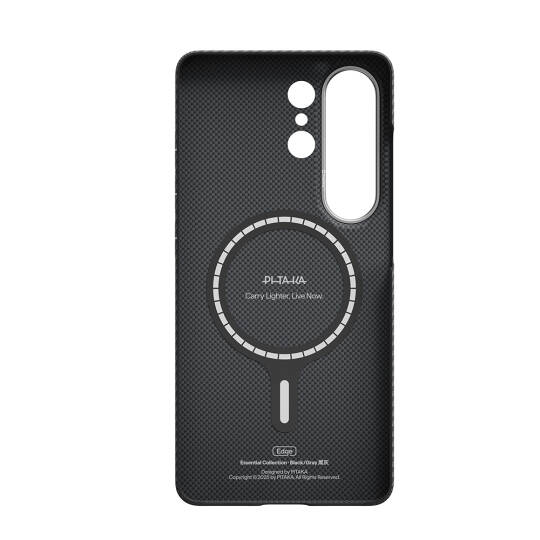 Galaxy S26 Ultra Kılıf M-safe Şarj Özellikli 600D Aramid Karbon Fiber Pitaka Ultra-Slim Classic Serisi Black-Grey Twill Kapak - 5
