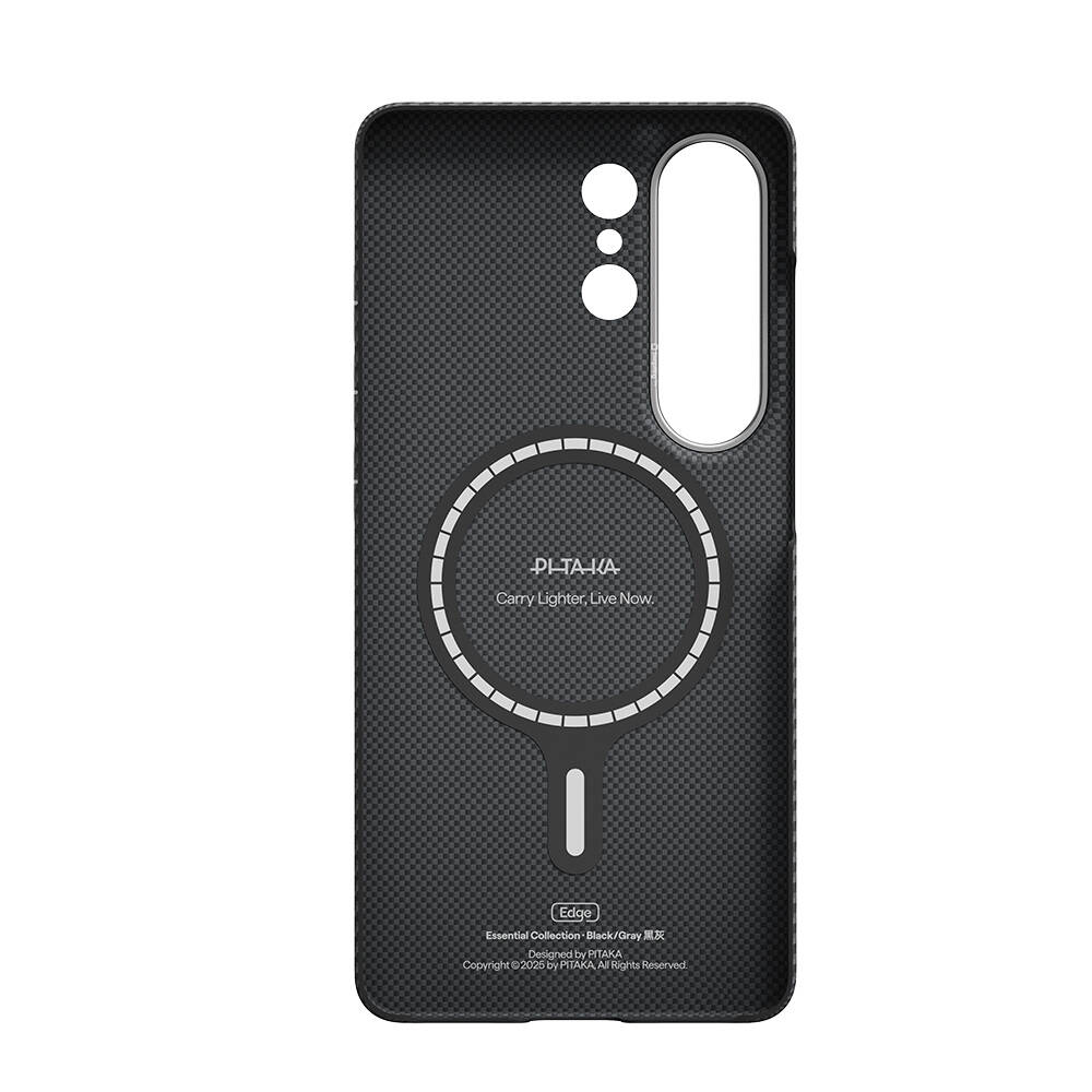 Galaxy S26 Ultra Kılıf M-safe Şarj Özellikli 600D Aramid Karbon Fiber Pitaka Ultra-Slim Classic Serisi Black-Grey Twill Kapak - 5