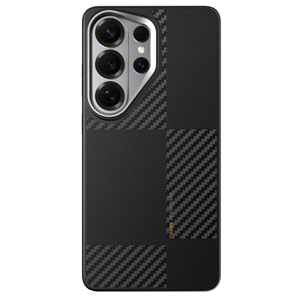 Galaxy S26 Ultra Kılıf M-safe Şarj Özellikli 600D Metal Kamera Çerçeveli Raptic Aramid Dual Serisi Karbon Kapak - 1