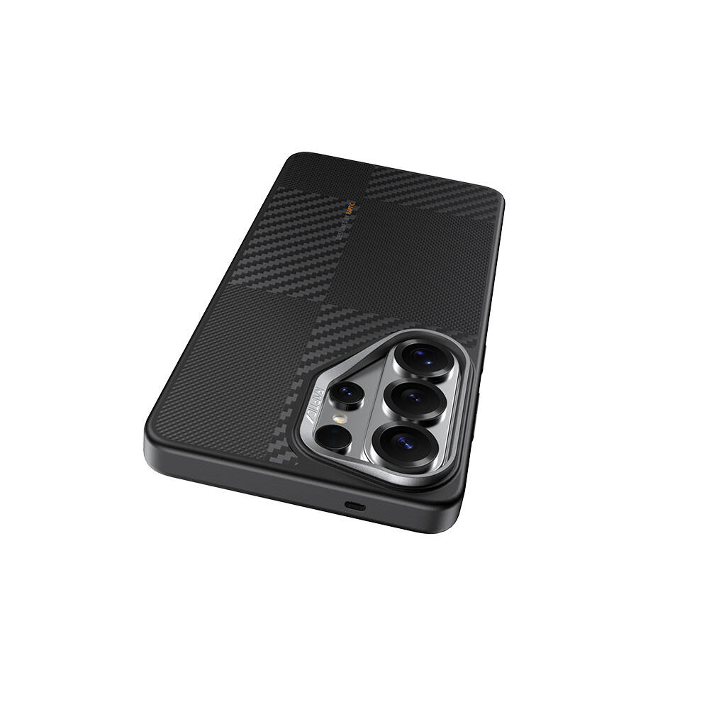 Galaxy S26 Ultra Kılıf M-safe Şarj Özellikli 600D Metal Kamera Çerçeveli Raptic Aramid Dual Serisi Karbon Kapak - 5