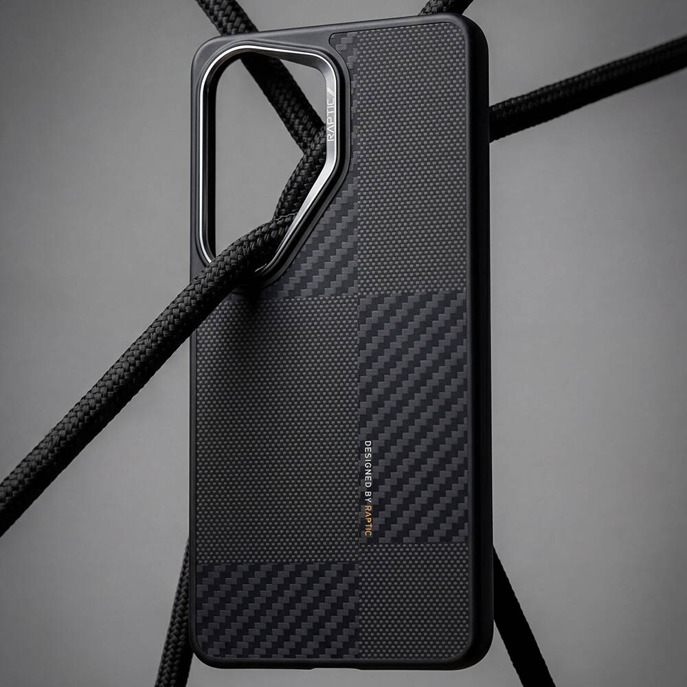 Galaxy S26 Ultra Kılıf M-safe Şarj Özellikli 600D Metal Kamera Çerçeveli Raptic Aramid Dual Serisi Karbon Kapak - 12