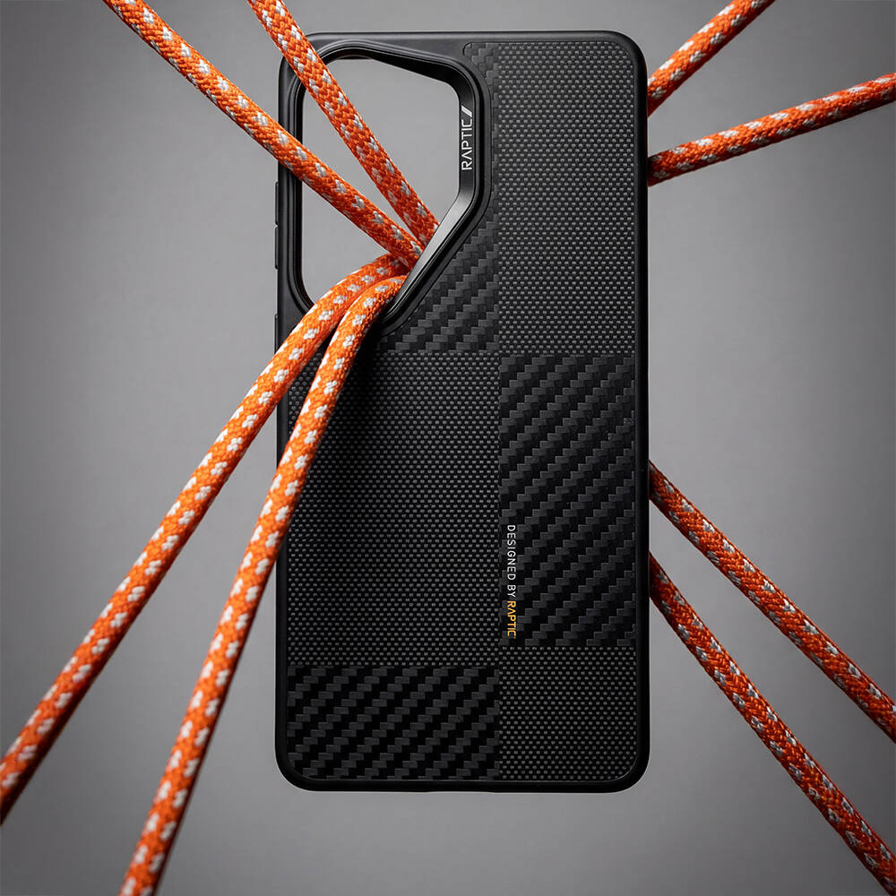 Galaxy S26 Ultra Kılıf M-safe Şarj Özellikli 600D Metal Kamera Çerçeveli Raptic Aramid Dual Serisi Karbon Kapak - 14
