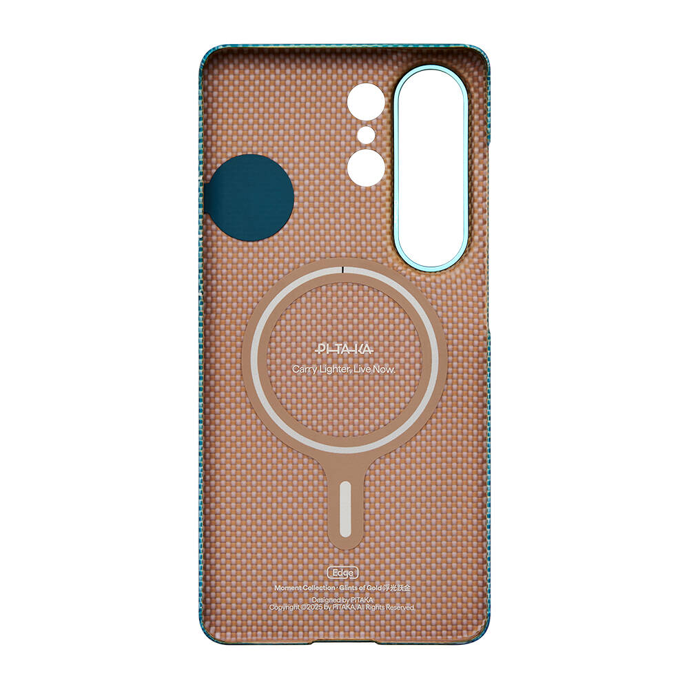 Galaxy S26 Ultra Kılıf M-safe Şarj Özellikli Aramid Karbon Fiber Pitaka Edge Serisi Glints of Gold Kapak - 4