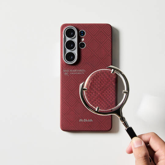 Galaxy S26 Ultra Kılıf M-safe Şarj Özellikli Aramid Karbon Fiber Pitaka Harvard University Serisi Kapak - 6