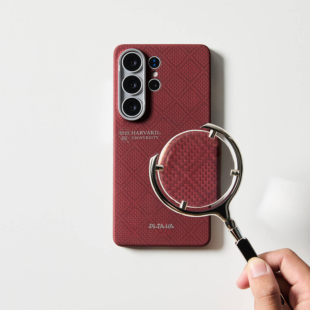 Galaxy S26 Ultra Kılıf M-safe Şarj Özellikli Aramid Karbon Fiber Pitaka Harvard University Serisi Kapak - 6