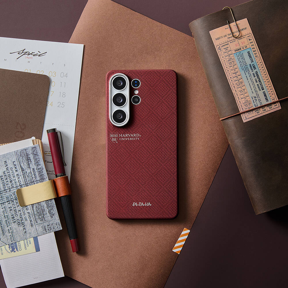 Galaxy S26 Ultra Kılıf M-safe Şarj Özellikli Aramid Karbon Fiber Pitaka Harvard University Serisi Kapak - 8
