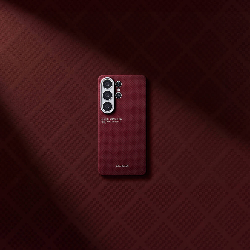 Galaxy S26 Ultra Kılıf M-safe Şarj Özellikli Aramid Karbon Fiber Pitaka Harvard University Serisi Kapak - 11