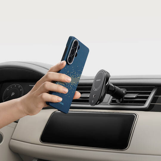 Galaxy S26 Ultra Kılıf M-safe Şarj Özellikli Aramid Karbon Fiber Pitaka Tactile Woven Starpeak Edge Serisi Milky Way Galaxy Kapak - 9