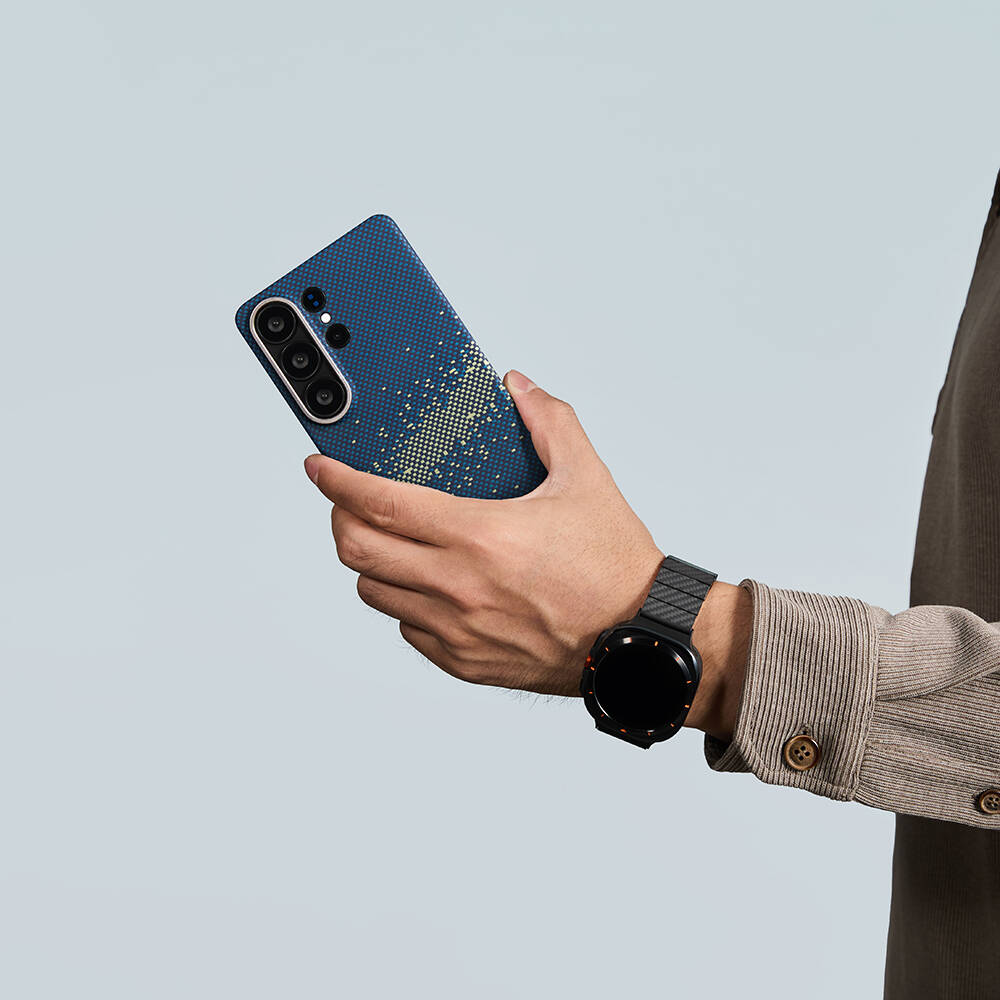 Galaxy S26 Ultra Kılıf M-safe Şarj Özellikli Aramid Karbon Fiber Pitaka Tactile Woven Starpeak Edge Serisi Milky Way Galaxy Kapak - 10