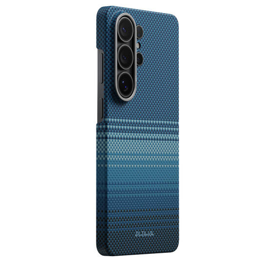 Galaxy S26 Ultra Kılıf M-safe Şarj Özellikli Aramid Karbon Fiber Pitaka Tactile Woven Sunset-Moonrise Serisi Kapak - 14