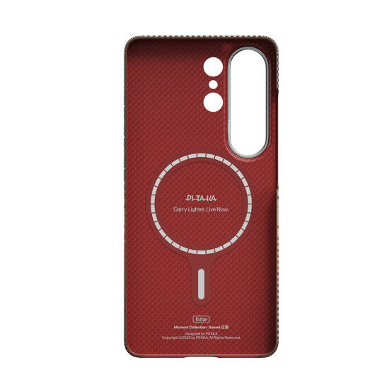 Galaxy S26 Ultra Kılıf M-safe Şarj Özellikli Aramid Karbon Fiber Pitaka Tactile Woven Sunset-Moonrise Serisi Kapak - 4