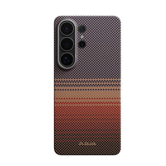 Galaxy S26 Ultra Kılıf M-safe Şarj Özellikli Aramid Karbon Fiber Pitaka Tactile Woven Sunset-Moonrise Serisi Kapak - 6