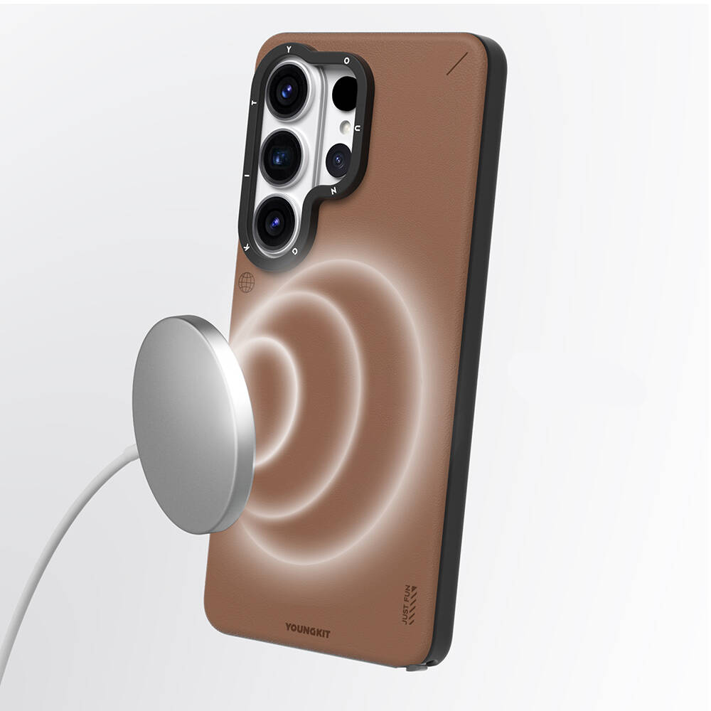 Galaxy S26 Ultra Kılıf M-safe Şarj Özellikli Basit Mat Deri Desenli Youngkit Tech Fashion Serisi Kapak - 8