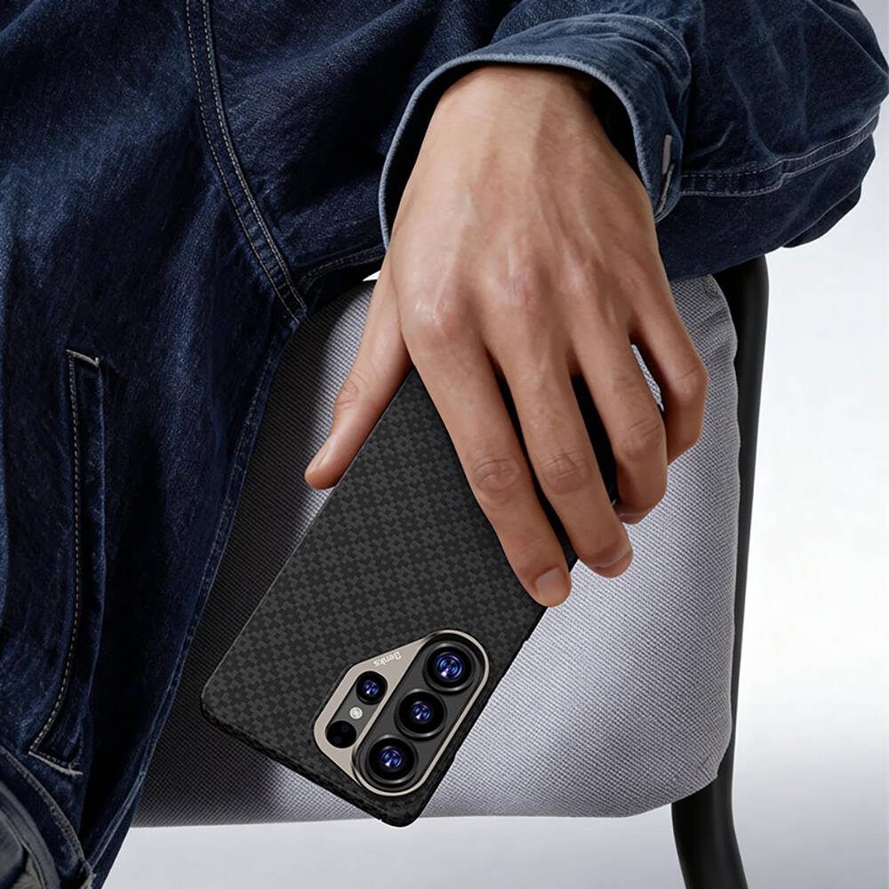 Galaxy S26 Ultra Kılıf M-Safe Şarj Özellikli Benks ArmorAir ArmorGrid Serisi Kevlar Karbon Kapak - 34