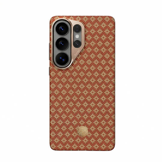 Galaxy S26 Ultra Kılıf M-Safe Şarj Özellikli Benks ArmorAir ArmorGrid Serisi Kevlar Karbon Kapak Açık Turuncu