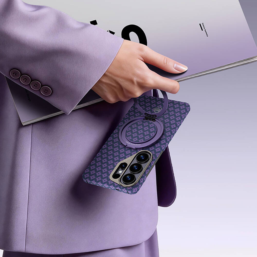 Galaxy S26 Ultra Kılıf M-Safe Şarj Özellikli Benks ArmorAir ArmorGrid Serisi Kevlar Karbon Kapak - 9
