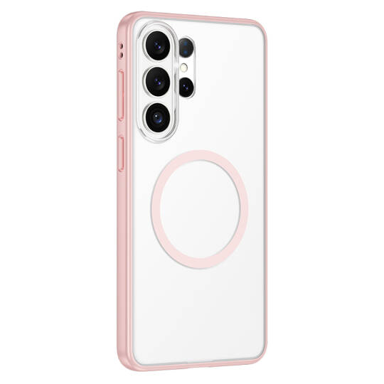 Galaxy S26 Ultra Kılıf M-safe Şarj Özellikli Mat Arka Yüzey Wlons Lola Kapak Pembe