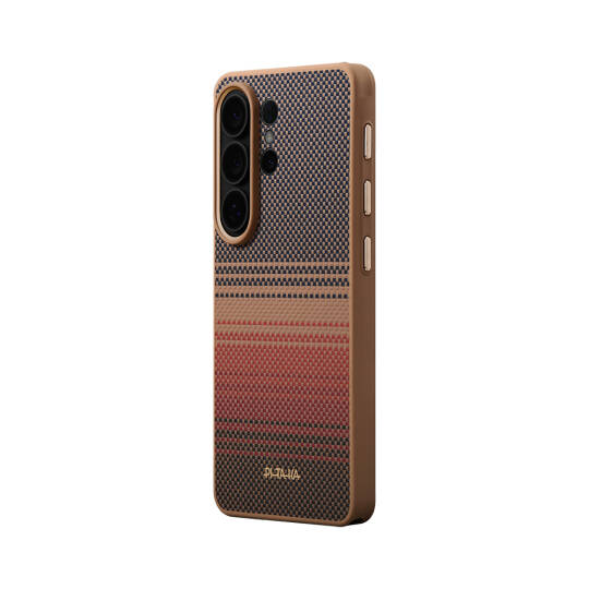 Galaxy S26 Ultra Kılıf M-safe Şarj Özellikli Pitaka Tactile Woven Sunset-Moonrise Aramid Cairn Serisi Karbon Kapak - 11