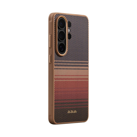 Galaxy S26 Ultra Kılıf M-safe Şarj Özellikli Pitaka Tactile Woven Sunset-Moonrise Aramid Cairn Serisi Karbon Kapak - 12