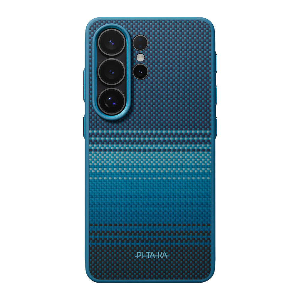 Galaxy S26 Ultra Kılıf M-safe Şarj Özellikli Pitaka Tactile Woven Sunset-Moonrise Aramid Cairn Serisi Karbon Kapak - 1