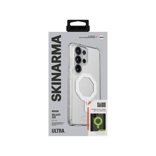 Galaxy S26 Ultra Kılıf M-safe Şarj Özellikli Şeffaf Airbag Tasarımlı Skinarma Saido Mag-Charge Nightglow Kapak - 6