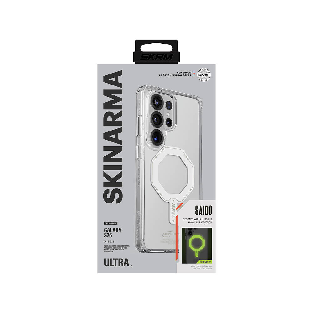 Galaxy S26 Ultra Kılıf M-safe Şarj Özellikli Şeffaf Airbag Tasarımlı Skinarma Saido Mag-Charge Nightglow Kapak - 6