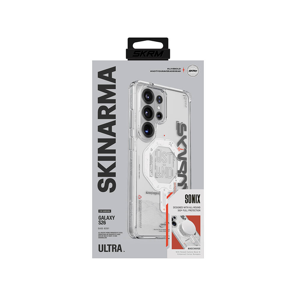 Galaxy S26 Ultra Kılıf M-safe Şarj Özellikli Yazı Desenli Airbag Tasarımlı Skinarma Sonix Kapak - 10