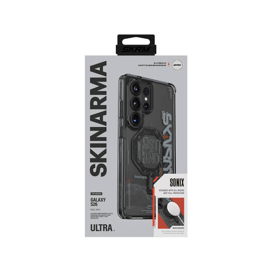 Galaxy S26 Ultra Kılıf M-safe Şarj Özellikli Yazı Desenli Airbag Tasarımlı Skinarma Sonix Kapak - 5