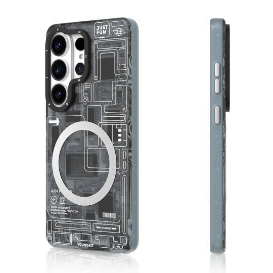 Galaxy S26 Ultra Kılıf M-safe Şarj Özellikli Youngkit 360 Derece Standlı Technology Serisi Kapak - 7